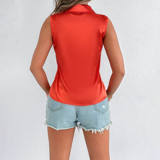 Damen Elegante Satin-Bluse mit Kragen