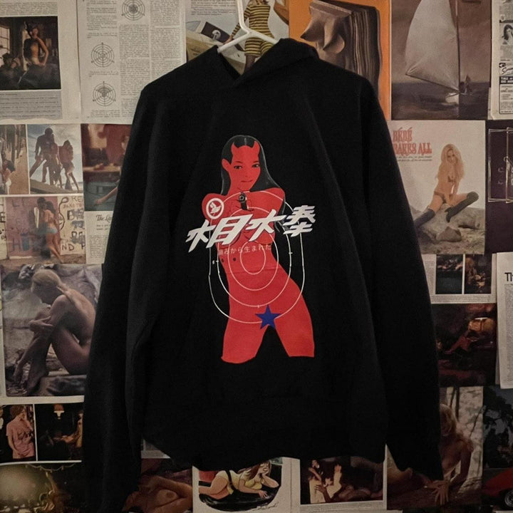 Unisex Kapuzensweatshirt mit Used-Frontdruck und Kängurutasche Nord Taschen