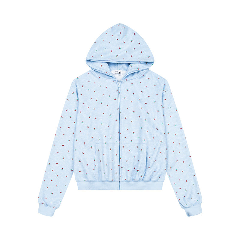 Damen Zweiteiliges Lounge-Set mit Kapuzen-Zipjacke und weiter Schlafhose Nord Taschen