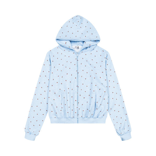 Damen Zweiteiliges Lounge-Set mit Kapuzen-Zipjacke und weiter Schlafhose Nord Taschen