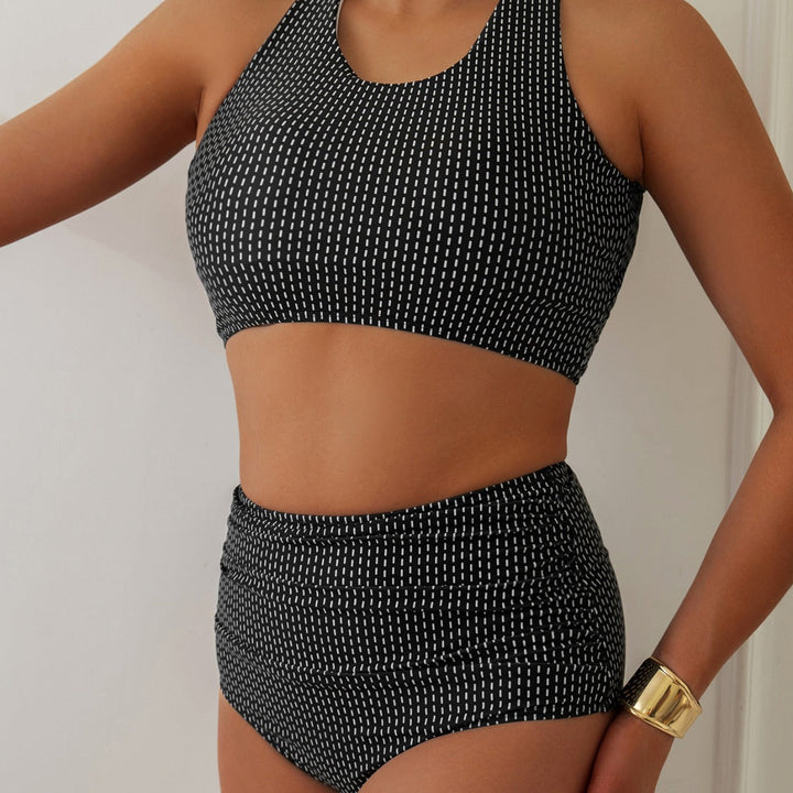 Damen Bikiniset mit hoch geschnittenen Unterteilen und Raffung