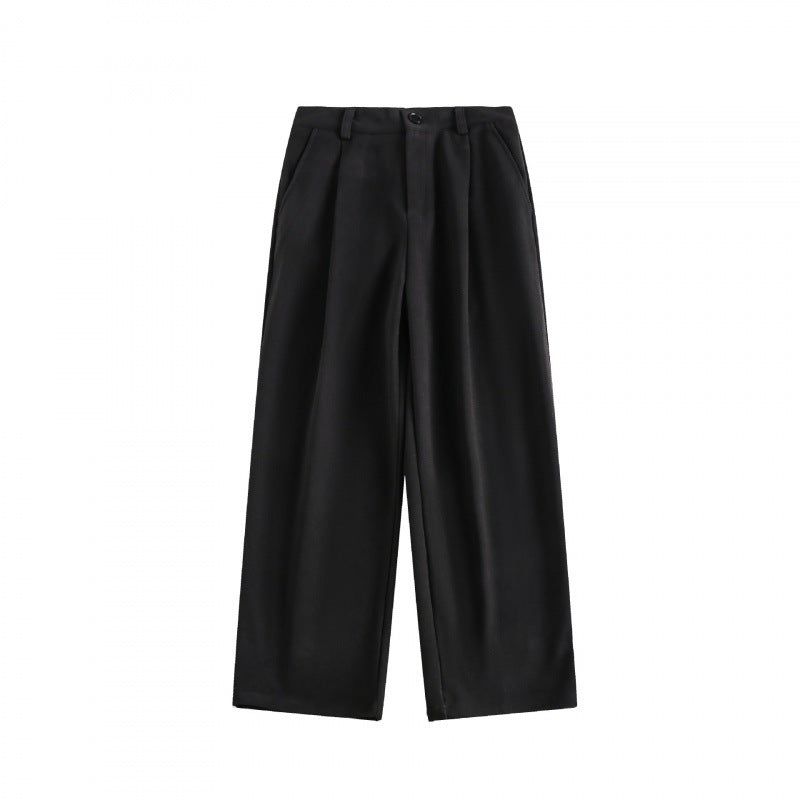 Damen Weite High-Waist-Hose mit Bundfalten und weitem Bein Nord Taschen