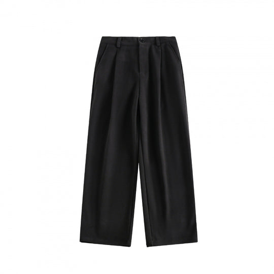 Damen Weite High-Waist-Hose mit Bundfalten und weitem Bein Nord Taschen