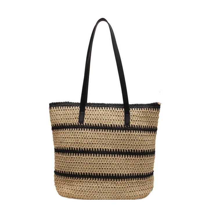 Damen Strandtasche aus hochwertigem Naturmaterial mit gestreiftem Design Nord Taschen