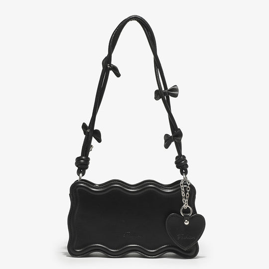Damen Mini-Handtasche mit kreativem Wellenmuster und verspieltem Anhänger Nord Taschen
