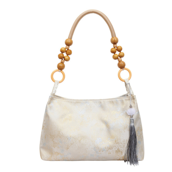Damen elegante Umhängetasche mit einzigartigem Blumenmuster und modischen Holzgriffen Nord Taschen