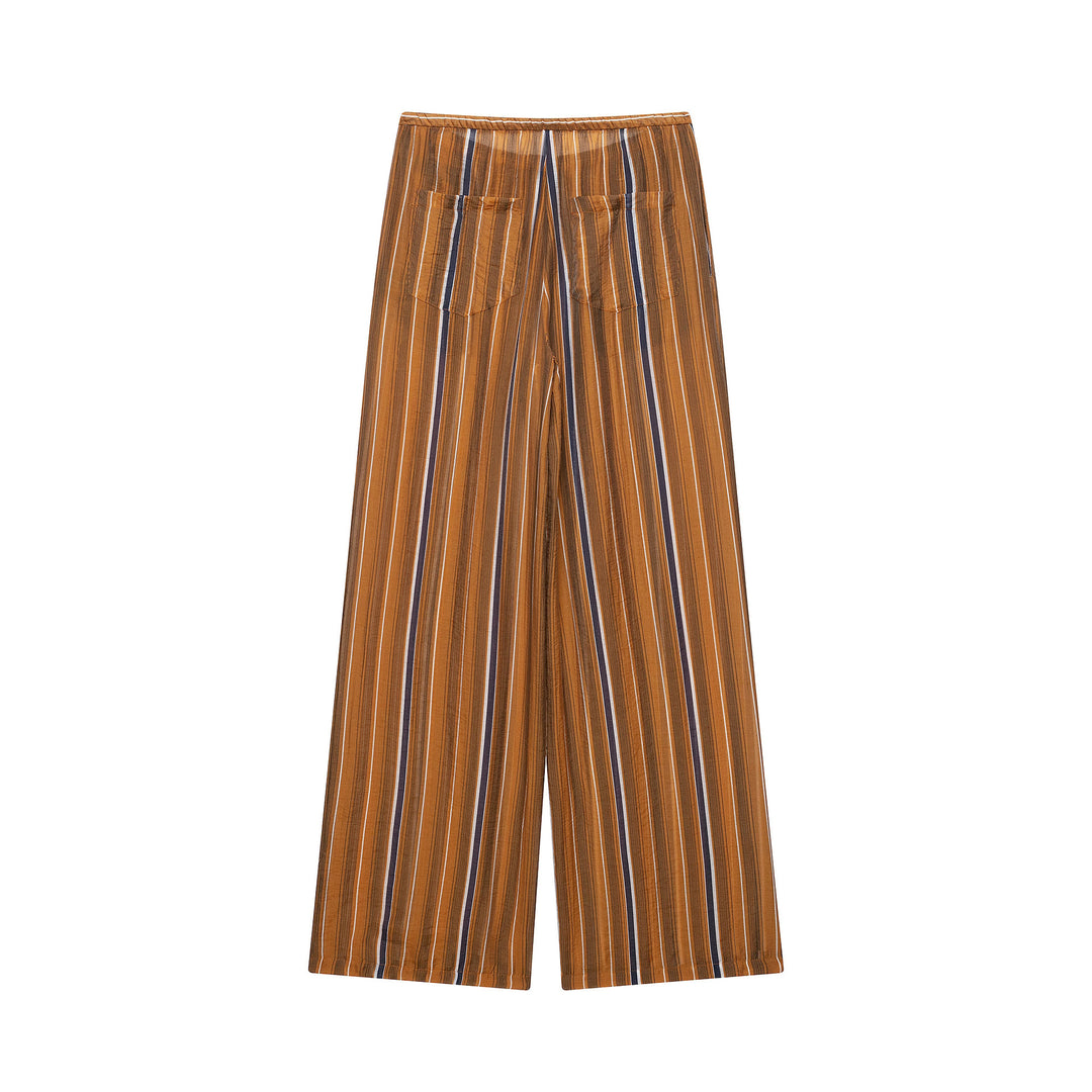 Damen Weite Palazzo‑Hose mit Tunnelzugbund und vertikalem Streifenjacquard Nord Taschen