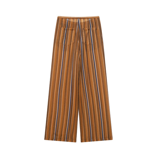 Damen Weite Palazzo‑Hose mit Tunnelzugbund und vertikalem Streifenjacquard Nord Taschen