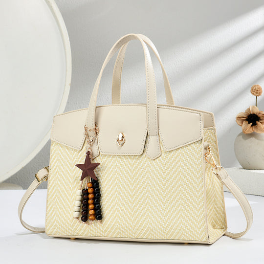 Damen Handtasche mit elegantem Chevron-Muster und abnehmbaren Schlüsselanhänger Nord Taschen