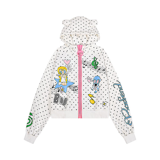 Damen Kuschelige Kapuzenjacke mit Ohren, Allover‑Sternmuster und verspielten Cartoon‑Prints Nord Taschen