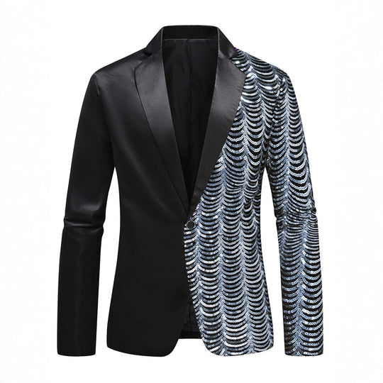 Herren Glamour-Smoking-Sakko mit halbseitigem Paillettenbesatz und Satinrevers Nord Taschen