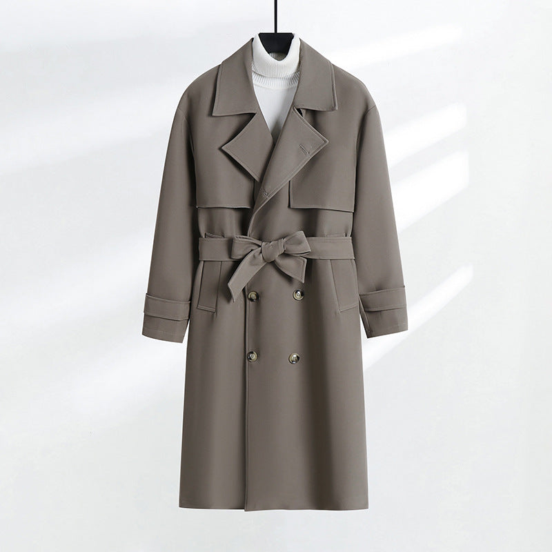 Damen taillierter Doppelreiher-Trenchcoat mit Bindegürtel und Schalkragen Nord Taschen