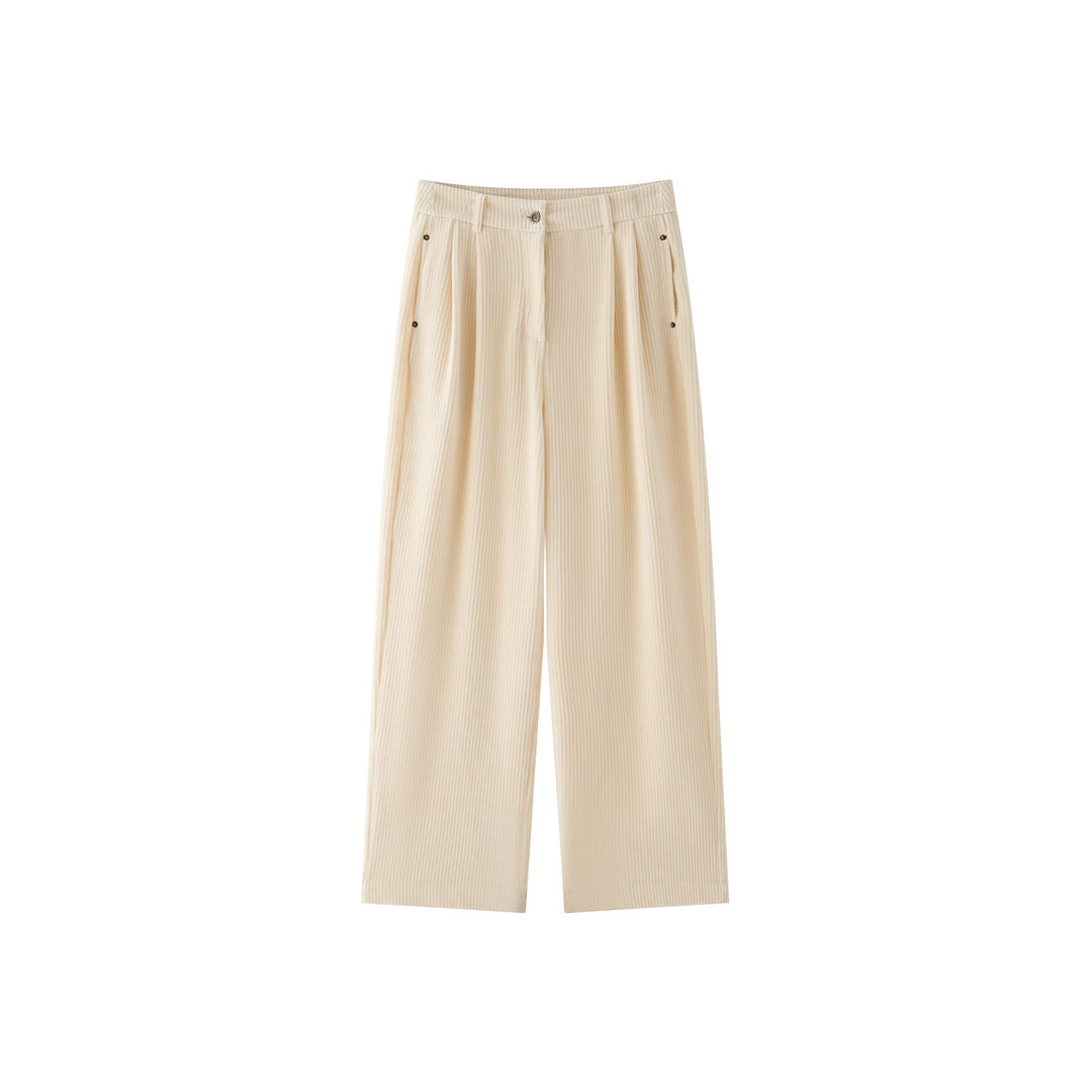 Damen Weite Cordhose mit hoher Taille, Bundfalten und Palazzo‑Schnitt Nord Taschen