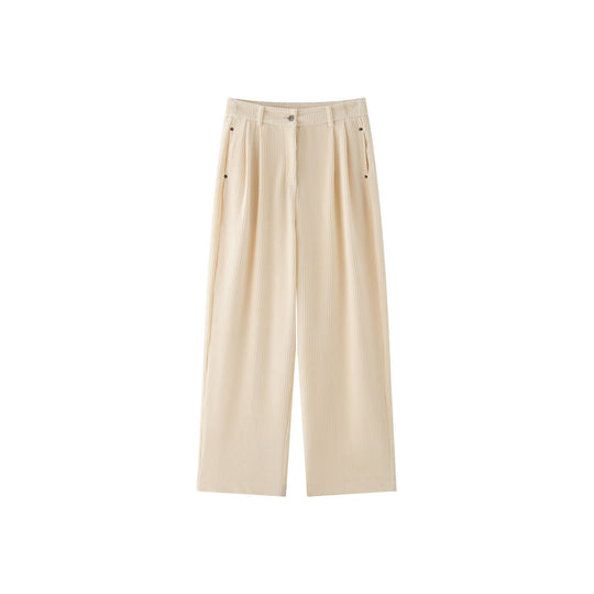 Damen Weite Cordhose mit hoher Taille, Bundfalten und Palazzo‑Schnitt Nord Taschen