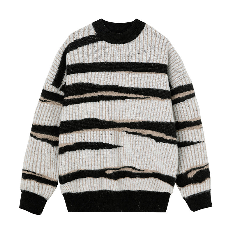 Unisex Grobstrickpullover mit Wellenintarsie und Rippenstruktur Nord Taschen