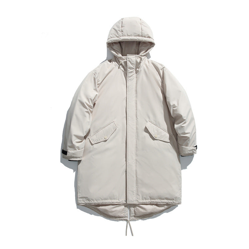 Unisex Wattierter langer Parka im Boxy-Cut mit Kapuze und Tunnelzugsaum Nord Taschen