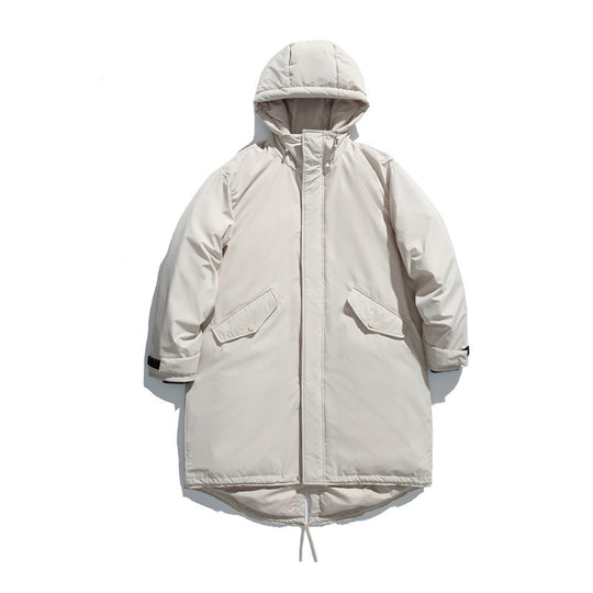 Unisex Wattierter langer Parka im Boxy-Cut mit Kapuze und Tunnelzugsaum Nord Taschen