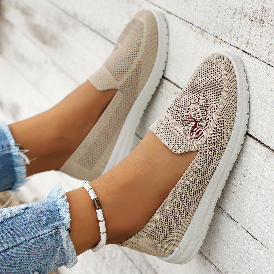 Damen luftige Slip-On Sneakers mit atmungsaktiver Struktur