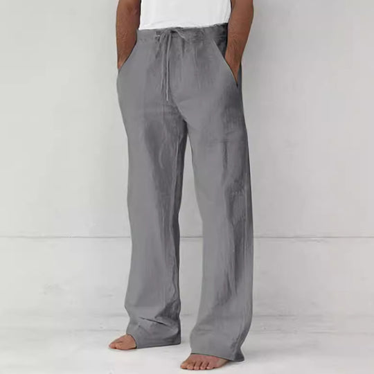 Herren leichte Relax-Chino aus Leinenmix mit weitem Bein, Kordelbund und seitlichen Eingrifftaschen Nord Taschen