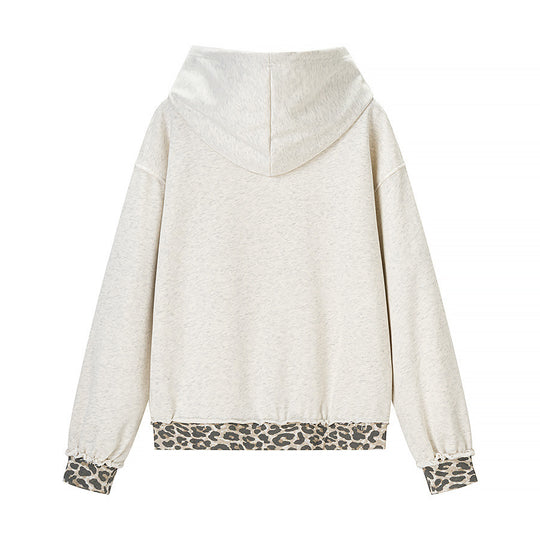Damen Oversize‑Kapuzenpullover mit Leo‑Futter, Used‑Details und Kängurutasche Nord Taschen