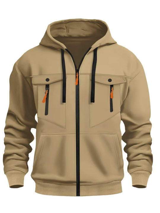 Herren Kapuzen-Sweatjacke mit durchgehendem Reißverschluss, zwei zip-Brusttaschen und ergonomischen Bündchen Nord Taschen