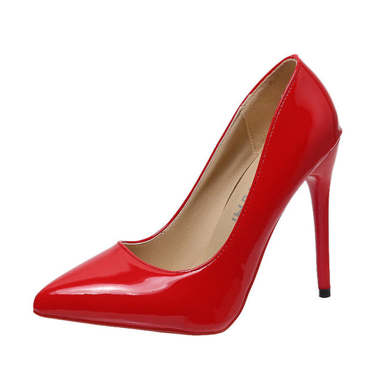 Damen nan spitzer bürotauglicher Pumps aus Lackoptik mit schmalem Stiletto und gepolstertem Komfortfußbett