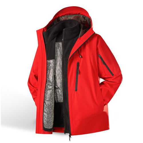 Damen Zweiteiliges wasserdichtes Funktionsjacken-Set mit herausnehmbarer Fleece-Innenjacke Nord Taschen