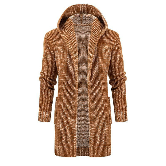 Damen Langer Kapuzen‑Strickcardigan mit tiefer Rippenstruktur und aufgesetzten Taschen Nord Taschen