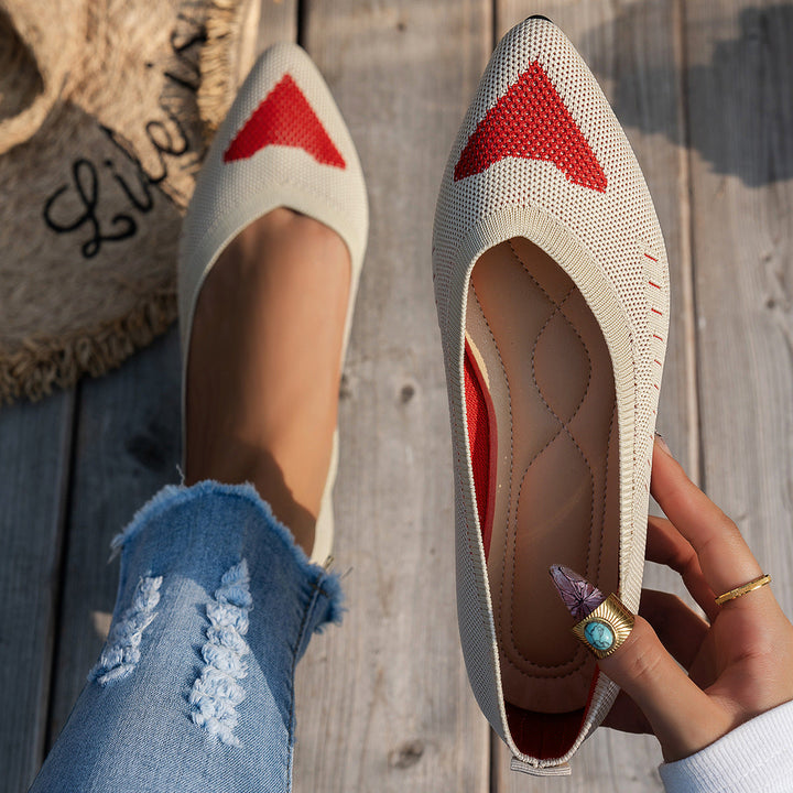 Damen Ballerinas mit kreativem Hahnentrittmuster und flexiblem Fußbett