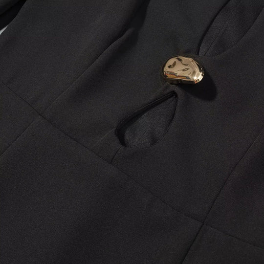 Damen Midikleid mit Stehkragen, Cut-Out‑Front, goldenen Zierverschlüssen und Spitzenbesatz Nord Taschen