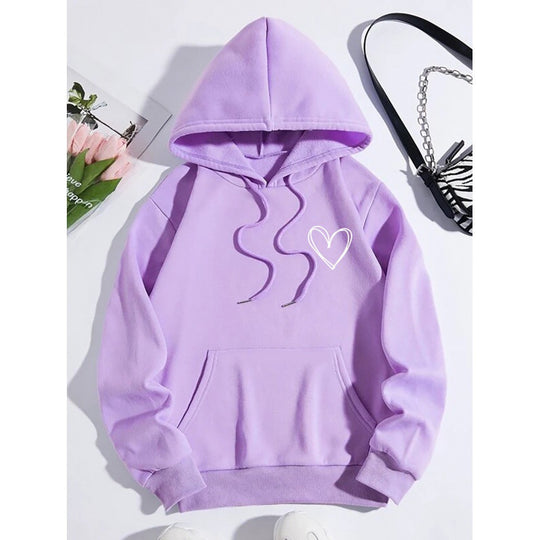 Kapuzenpullover Herzdruck Damen