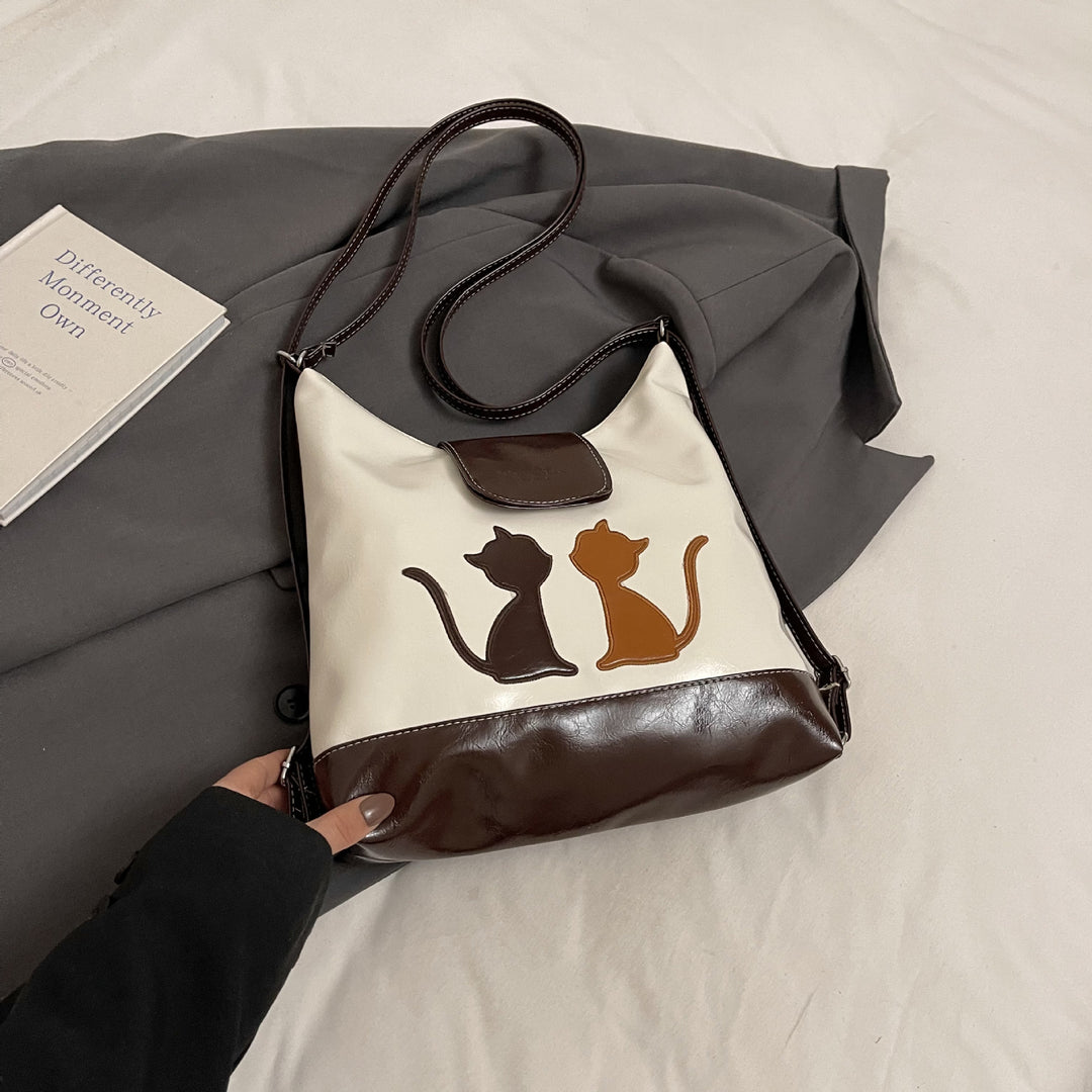 Damen Designer Umhängetasche mit verspieltem Katzenmotiv Nord Taschen