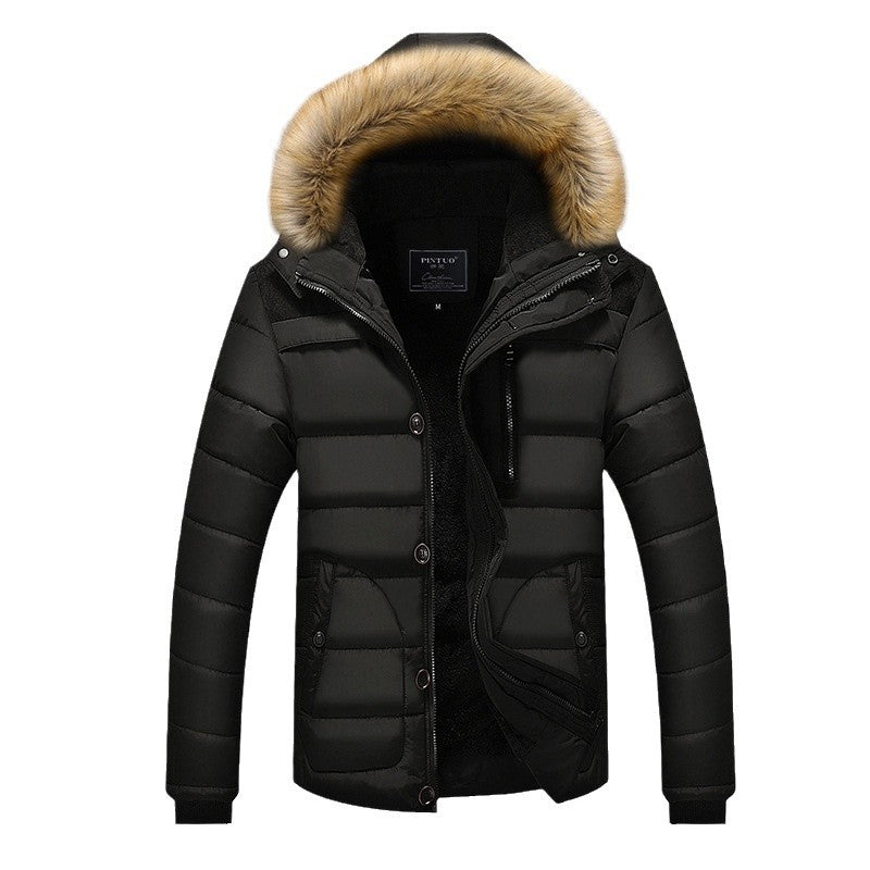 Herren Gefütterter Steppparka mit Kunstfellkapuze, Fleece-Innenfutter und Brustreißverschluss Nord Taschen