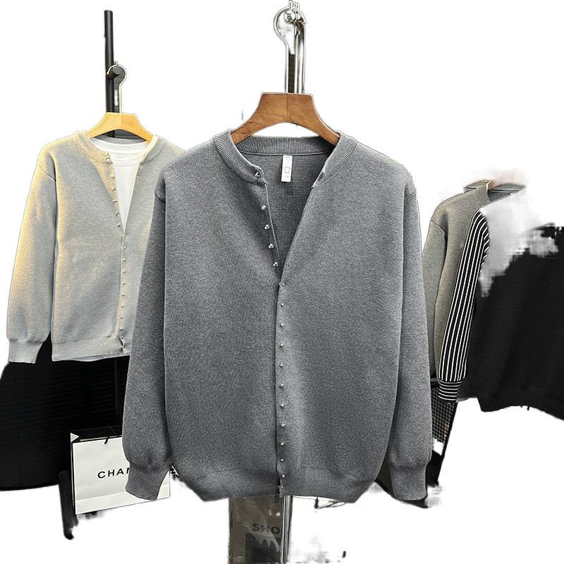 Herren Minimalistische Sweatcardigan mit verdeckter Druckknopfleiste Nord Taschen