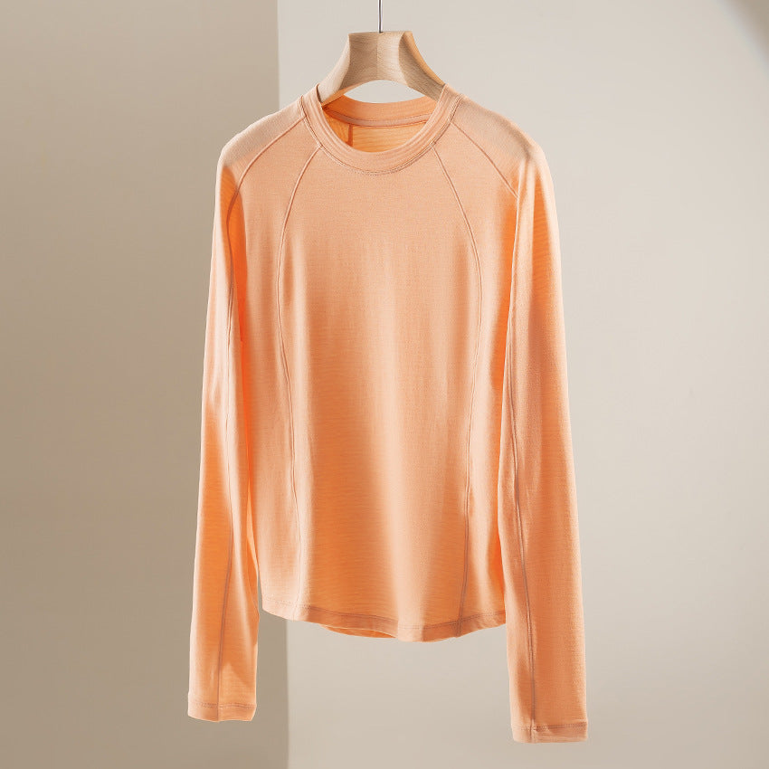 Damen Leichtes Longsleeve-Feinstrickshirt mit Raglanärmeln und Rundhalsausschnitt Nord Taschen