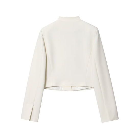 Damen 80+ taillierter Cropped-Blazer mit Stehkragen und verdeckter Knopfleiste Nord Taschen
