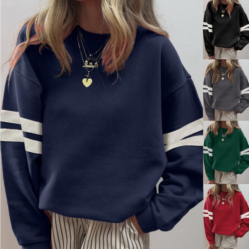 Damen Weit geschnittenes Sweatshirt mit Kontraststreifen an den Ärmeln Nord Taschen
