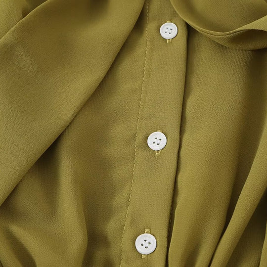 Damen Chiffon‑Maxikleid mit Bindeschleife, tailliertem Knotenband und Rüschenärmeln Nord Taschen