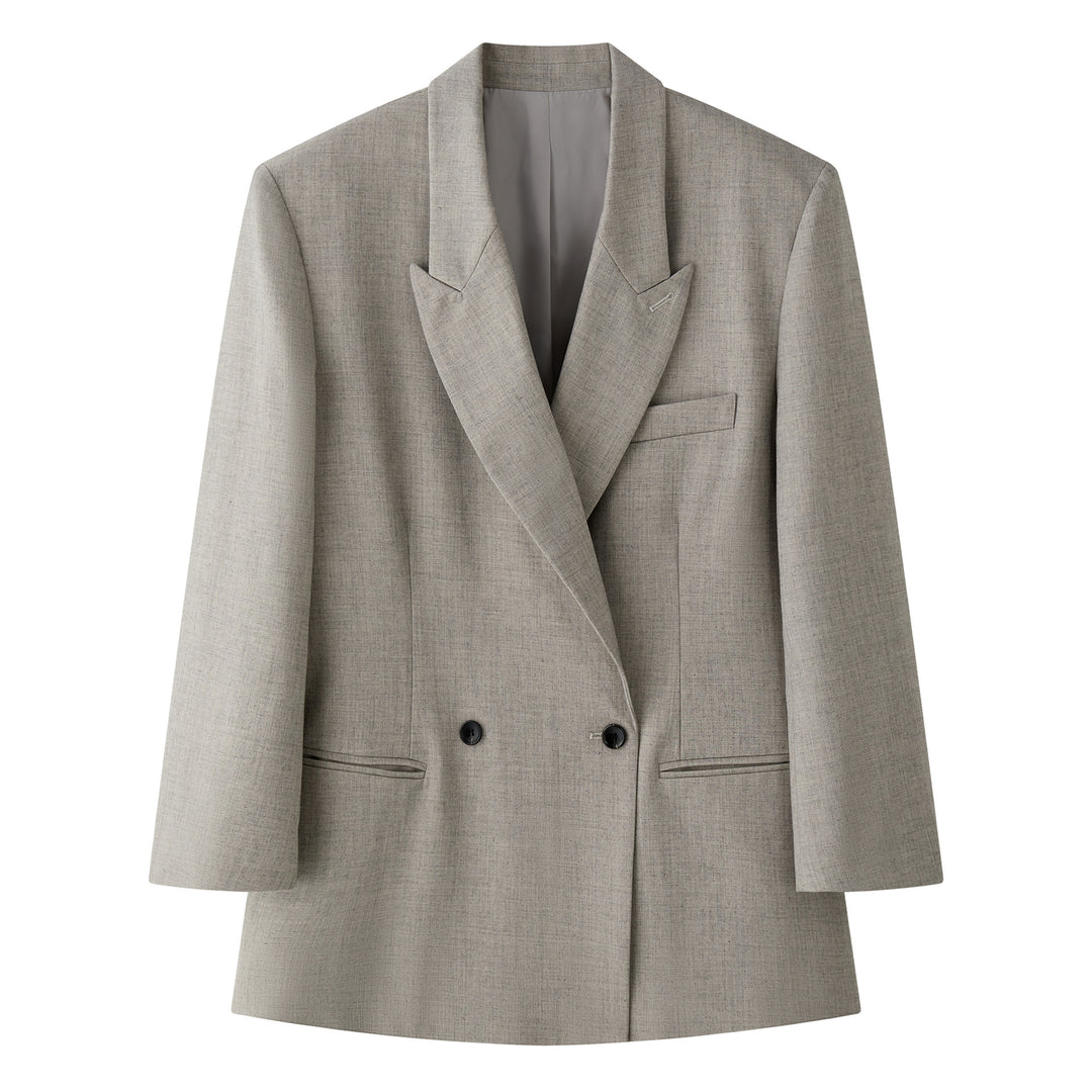Damen Oversized zweireihiges Sakko mit strukturierter Schulter und langem Schnitt Nord Taschen