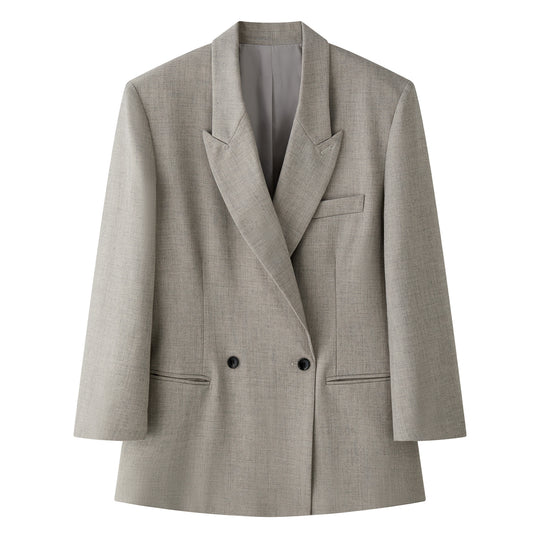 Damen Oversized zweireihiges Sakko mit strukturierter Schulter und langem Schnitt Nord Taschen