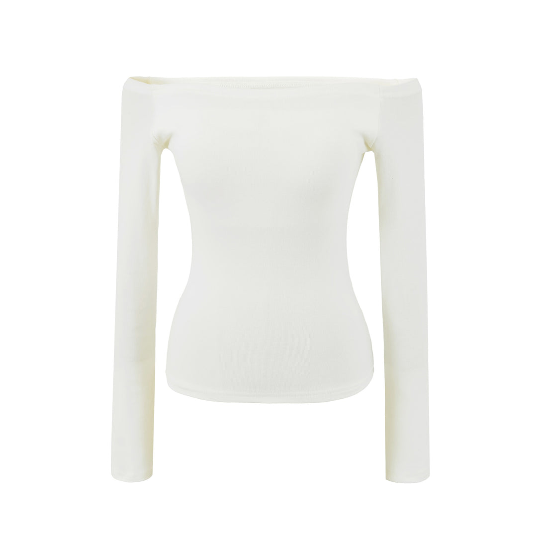 Damen Enganliegendes Off-Shoulder Longsleeve aus Stretch-Jersey Nord Taschen