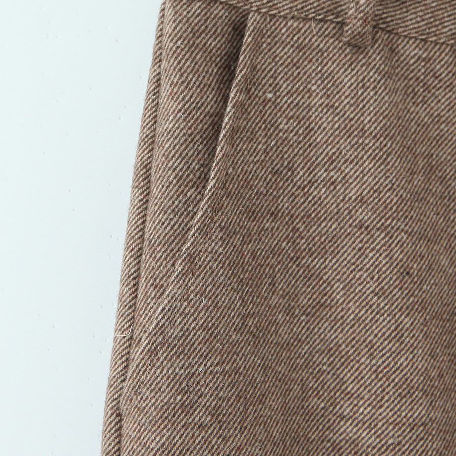 Damen Hochtaillierte weite Wollmix-Hose mit geradem Bein Nord Taschen