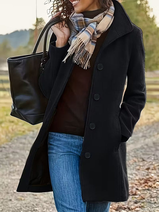 Damen wollähnlicher Teddy-Kurzmantel mit Stehkragen und seitlichen Eingrifftaschen Nord Taschen