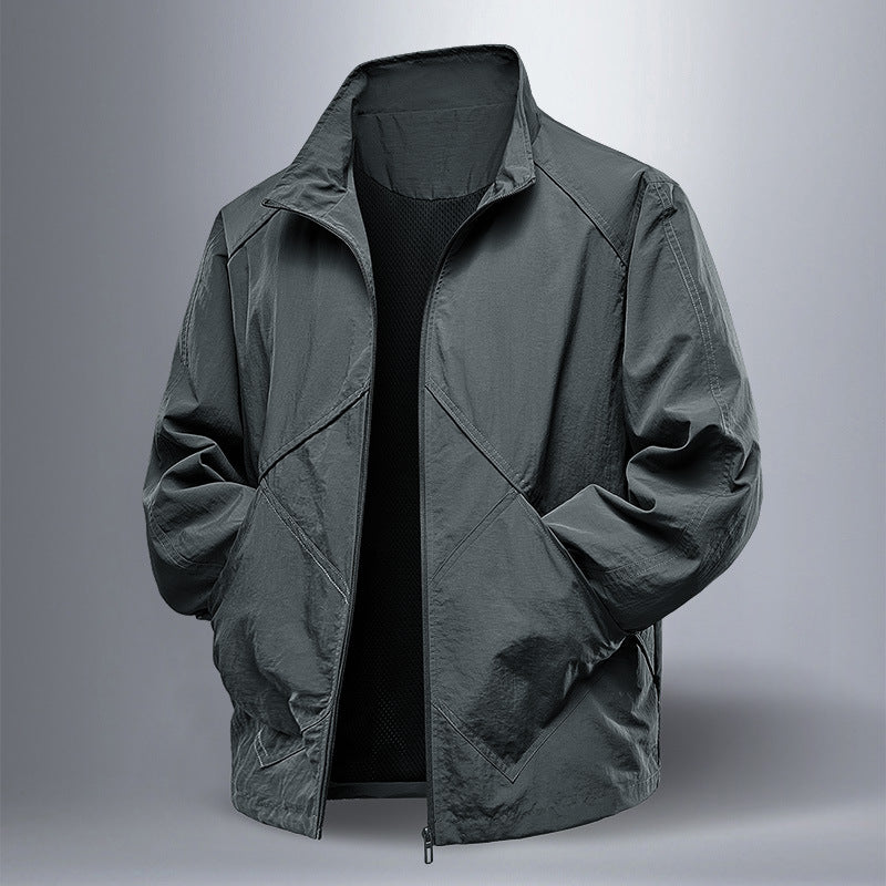Herren Leichte technische Zip‑Jacke mit Stehkragen, Raglanärmeln & Utility‑Einsätzen Nord Taschen