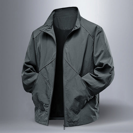 Herren Leichte technische Zip‑Jacke mit Stehkragen, Raglanärmeln & Utility‑Einsätzen Nord Taschen