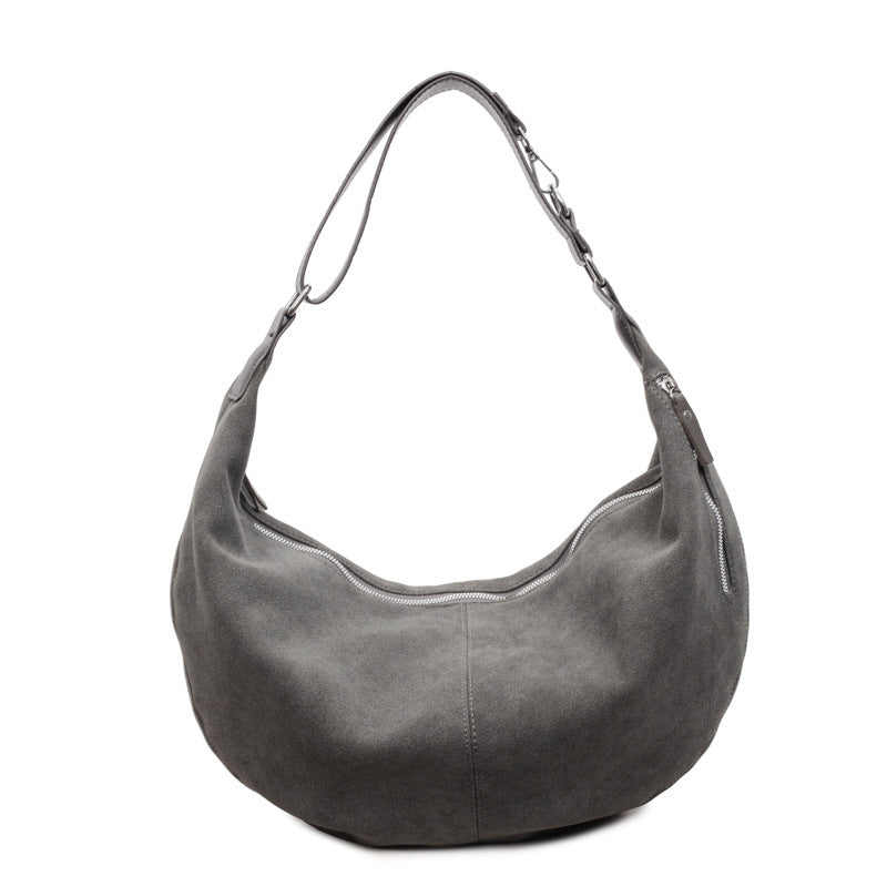 Damen Hobo-Tasche aus weichem Veloursleder mit praktischen Reißverschlusstaschen Nord Taschen