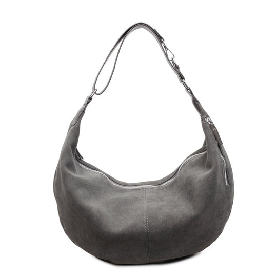 Damen Hobo-Tasche aus weichem Veloursleder mit praktischen Reißverschlusstaschen Nord Taschen
