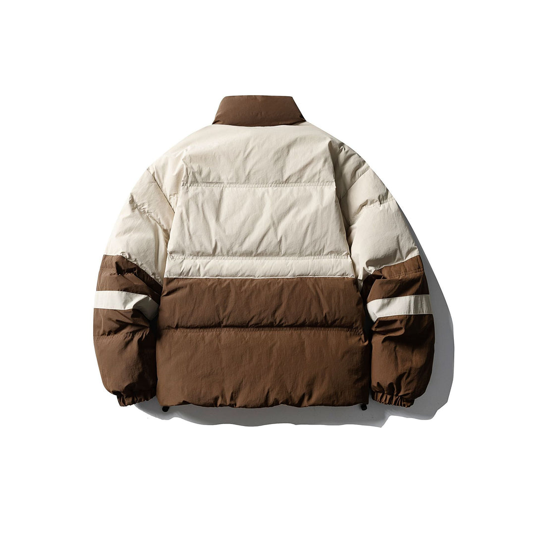 Herren Colorblock-wattierter Kurzblouson mit hohem Stehkragen und Kordelzugsaum Nord Taschen