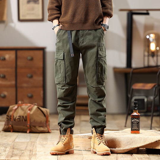 Herren Utility-Cargo-Hose mit verstellbarem Gürtelbund, Mehrfachtaschen und elastischem Saum Nord Taschen