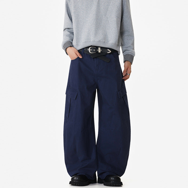 Herren Weite Workwear-Cargo-Palazzohose aus Baumwoll-Canvas mit verstärkten Kniepartien und geräumigen Klappentaschen Nord Taschen